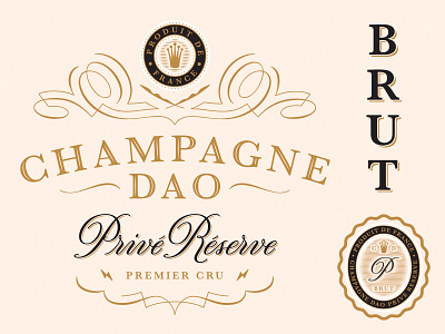 Champagne Bottle Design alcohol alcohol packaging calligraphy champagne crown cursive emblem flourish lettering logo packaging design process street art