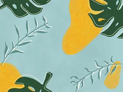 Tropical Leaves botanical cyan graphicdesign greenery illustration leaves summer tropical