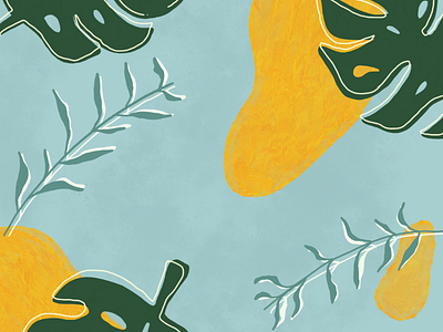 Tropical Leaves botanical cyan graphicdesign greenery illustration leaves summer tropical