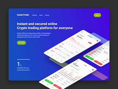 Crypto Trading App Landing Website app crypto currency crypto exchange crypto wallet cryptocurrency finance app financial app landing page minimal product design trading trading app trading platform ui ui design ux visual design