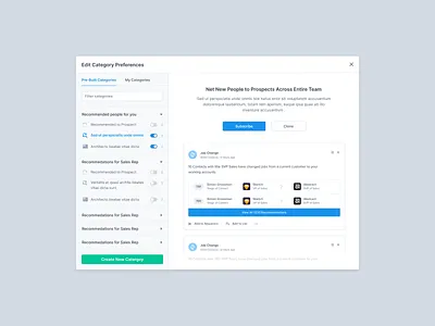 Manage Rules category interface modal modal window rule sidebar simple toggle ux web app webapp