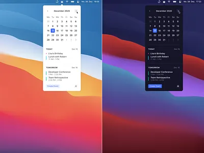Hey Dribbble! | Agenda-Tool agenda big sur calendar clean concept dark debut feedback figma first shot light macos macosx menu bar minimal ui ui ux uidesign uiux widget
