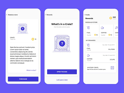 What's in a Crate? animation congrats illustration mobile mobile app mobile app design mobile design mobile ui mystery crate rewards ui