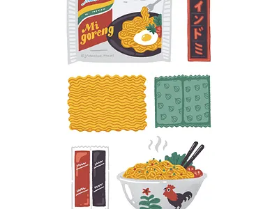 Indomie - Legendary Indonesian Instant Noodles fast food fastfood illustration indomie instant instant noodles noodles packaging snack traditional