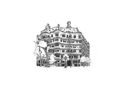La Pedrera, Barcelona architecture barcelona drawing gaudí illustration inkpen modernism sketch sketching
