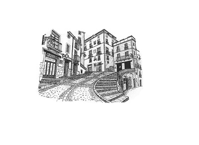 Baixada de la Misericòrdia, Tarragona architecture artwork drawing illustration inkpen sketch sketching street tarragona
