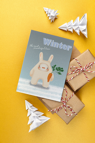 Winter bunny card illustration illustrator