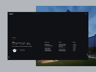 Visuall.info - CGI studio case study. Contact page animated app contact form contact page flat landing landing page menu navigation page submenu ui design uidesign webdesign