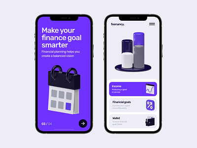 Feenancy mobile example 3d icons 3d illustration banking business cinema4d finance fintech freebie mobile app mobile ui saas uxui web