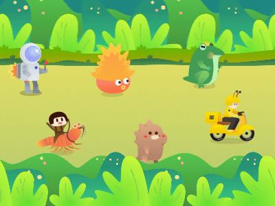 Run！ astronaut frog game gif illustration ios