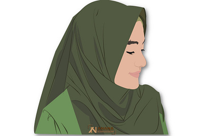 Muslim woman green design green happy muslim woman woman illustration woman portrait