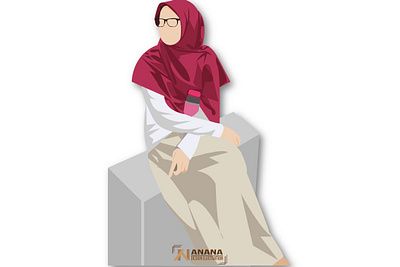 Woman sitdown design illustration illustrator muslim muslimah vector woman woman illustration