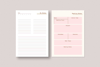 My Notes & Meeting Notes bullet journal canva canva planner creative daily daily planner digital planner editable journal metting notes notes printable notes