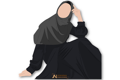 Woman in black black human muslimah people woman woman illustration woman portrait