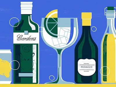 Gin cocktails cocktails digital drinks editorial folioart illustration michael driver texture