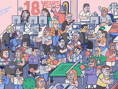 18 Years - Amplifier cartoon character illustration