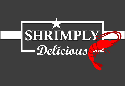 SHRIMPLY Delicious Logo Full w BG branding design illustration logo vector