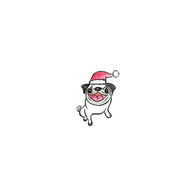 Pugxmas drawing illustration linocut linocut style