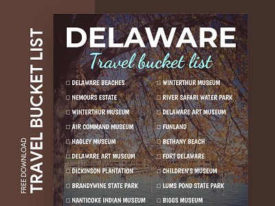 Delaware Travel Bucket List Free Google Docs Template bucket bucketlist check checklist doc docs document goals google list print printing template templates to do list tourism travel trip voyage wishlist