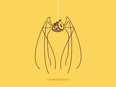 Happy Spider apple art branding character design drawing georgi dimitrov erase happy illustration insect logo logotype love net spider spiderman sticker vector yellow