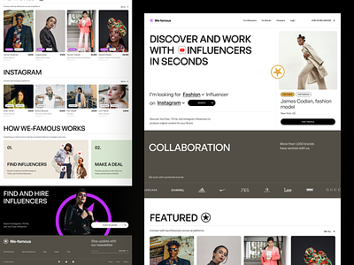 We-famous - Influencer collaboration website clean ecommerce fashion graphic design illustration marketing website simple typography ui web website