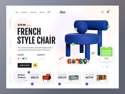 Product Layout - UI/UX chair clean design studio furniture store latest product shikha gupta ui ux uxd technologies webdesign