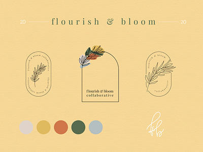 Flourish & Bloom - Brand Identity adobe illustrator bloom branch collaborative design flat flourish flower illustration procreate simple
