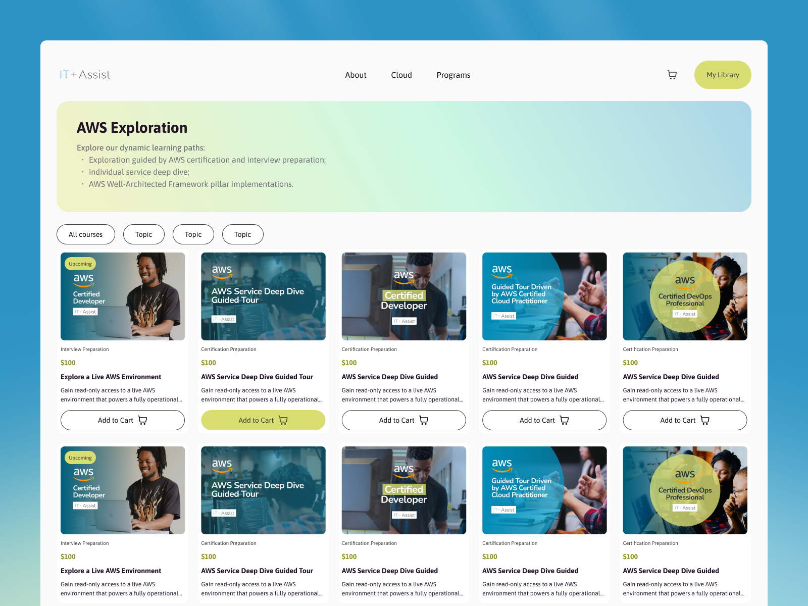 Training Platform for In-House Applications & Product clean design