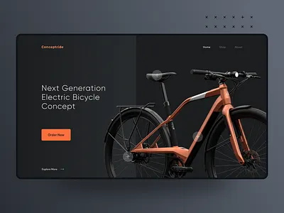 Electrical Bicycle Concept bicycle bike branding dark ecommerce electric bicycle electrical illustration interaction design landingpage modern page design sale shop ui ui ux design ux web design web page website ui design