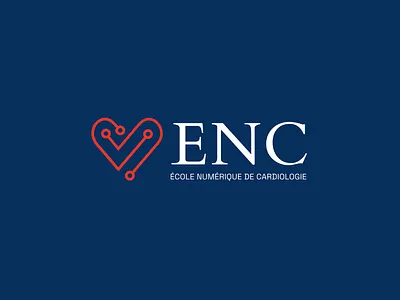 ENC - Ecole Numérique de Cardiologie blue cardiology enc heart logo medecine red school
