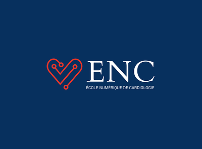 ENC - Ecole Numérique de Cardiologie blue cardiology enc heart logo medecine red school