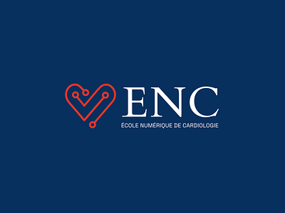 ENC - Ecole Numérique de Cardiologie blue cardiology enc heart logo medecine red school