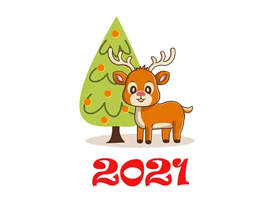 2021 2021 2d art art deer design illustration new year