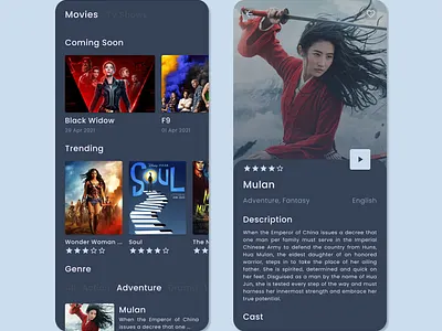 Explore Movie App Dark Mode UI concept design design explore movie movie movie app movie ui movies