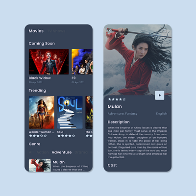 Explore Movie App Dark Mode UI concept design design explore movie movie movie app movie ui movies
