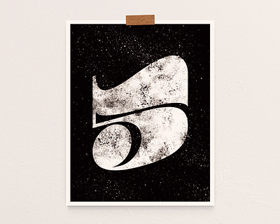 Number 5 Typography Print bold font design etsy giclee minimal negative space prints retro font space texture typography wall art