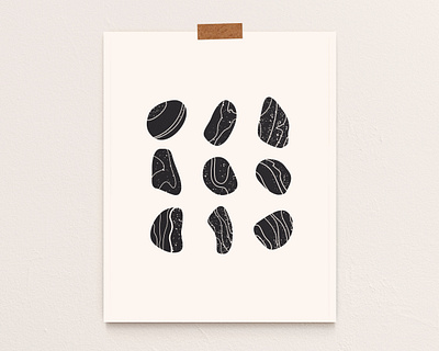 Zen Pebbles Minimalist Print design etsy etsy seller etsy shop illustration minimal negative space pebbles prints wall art zen