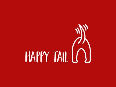 Happy Tail design dog flat icon illustration line art logo vector