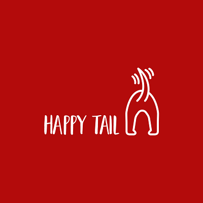 Happy Tail design dog flat icon illustration line art logo vector