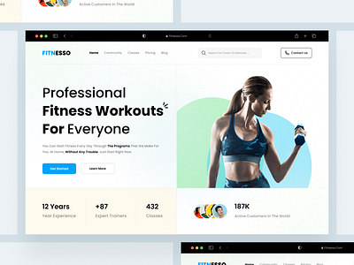 Hero section design clean daily ui design designer exercise fitness gym hero interface minimal mobile ui personal trainer website sport ui ux web yoga