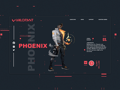 Phoenix VALORANT art design figma illustration minimal typography ui ux valorant web website