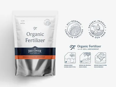 TTC Organic Fertilizer Bag badge bag branding color concept farm fertilizer identity illustrations instructions label label packaging leaf minimal mylo packaging pouch typography ui vector