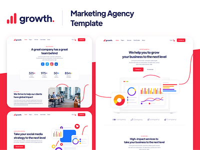 Presentation | Growth - Marketing Agency Webflow Template agency analytics chart digital marketing growth homepage landing landing page landingpage marketing seo social media web web design webdesign webflow website