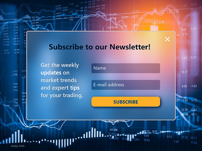Subscribe 026 100daychallenge adobexd dailyui form glassmorphism newsletter onlinetrading stock market subscribe web design website