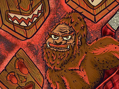 Don't Be Menace In The Woods - Detail 2 bigfoot camping digital illustration illustration josebarrientos josie2myfriends leavenotrace outdoorawareness outdooreducation procreate procreate app procreate illustration typography
