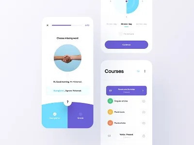 Language Learning App 🌍💡 app app design app ui clean clean ui course courses language app language learning languages learning learning app learning english lessons lists minimal minimalism mobile mobile app ui