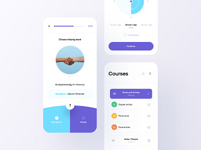 Language Learning App 🌍💡 app app design app ui clean clean ui course courses language app language learning languages learning learning app learning english lessons lists minimal minimalism mobile mobile app ui