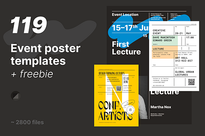 Event Poster Bundle + Freebies advertising bundle conference design education event flyer invitation minimalism nightclub party poster print program promo schedule template typography workshop