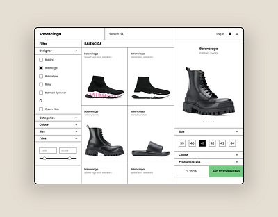 Web and tablet app - shoes shop app design ios ipad minimalism online shop products shoes shop tablet ui web