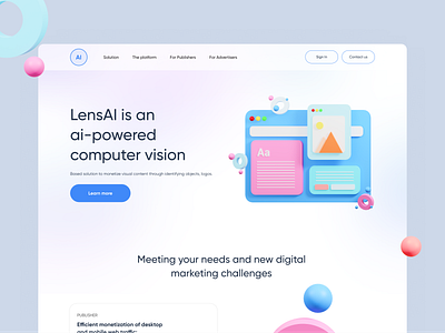 LENS AI / Web 3d ai app clean design illustration landing page typography ui uiux ux website